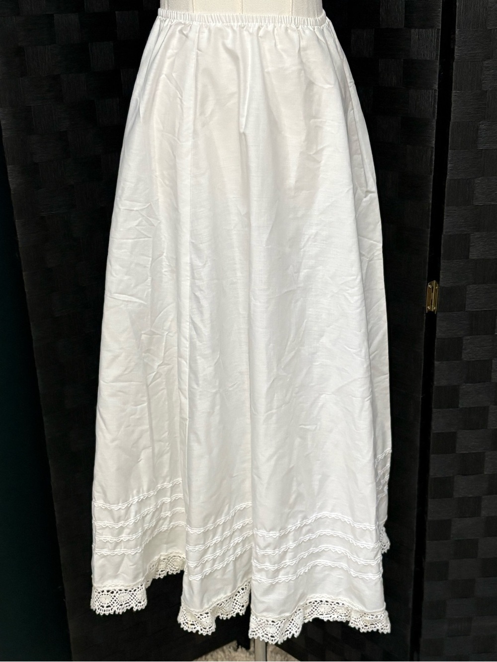 VTG Miller Stockman "for Western Living white cotton prairie skirt elastic waist